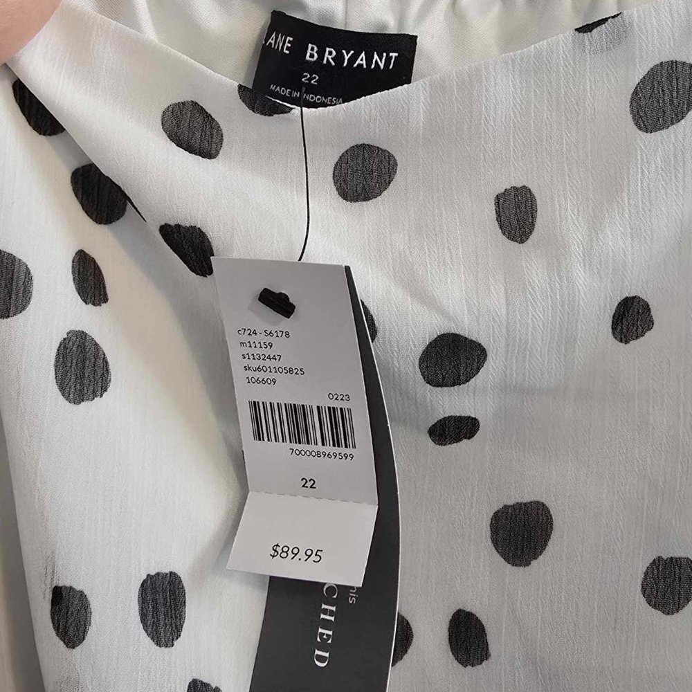 Lane Bryant Smocked Cuff-Sleeve Square-Neck Fit & Flare Dress - Polka Dots NWT - Picture 9 of 11